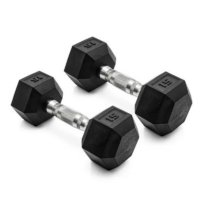 5lb 8lb 10lb 12lb 15lb Coated Rubber Hex Dumbbell, Pair of 2 | Target
