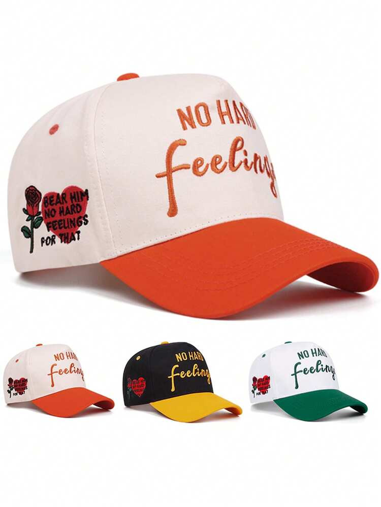 1pc "No Hard" Rose 3D Embroidery Baseball Cap, Unisex Outdoor Sports Racing Casual Snapback, Amer... | SHEIN