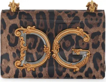 Dolce&Gabbana DG Girls Leopard Print Leather Shoulder Bag | Nordstrom | Nordstrom
