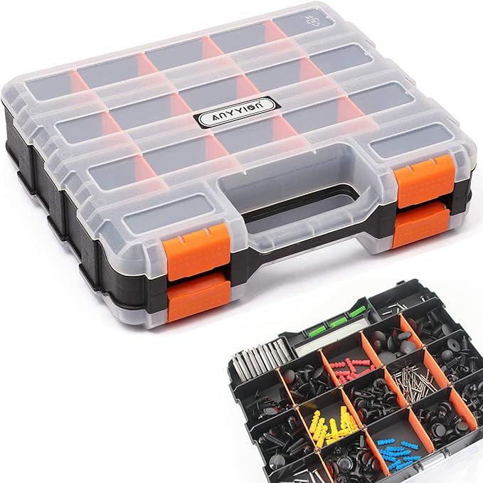 Anyyion Small Parts Organizer, 34-Compartments Double Side parts organizer with Removable Divider... | Amazon (US)