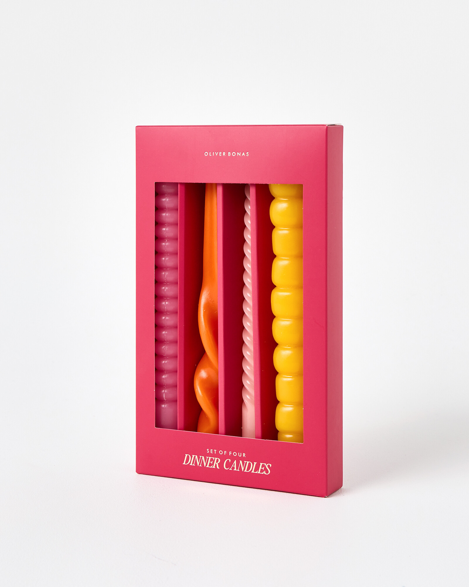 Pink Twirls & Swirls Dinner Candles Set of Four | Oliver Bonas | Oliver Bonas (Global)