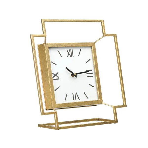 Analog Metal Mechanical Tabletop Clock in Gold | Wayfair Professional