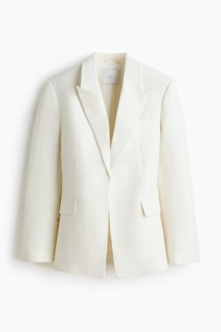 H & M - Linen-blend blazer - White | H&M (UK, MY, IN, SG, PH, TW, HK)