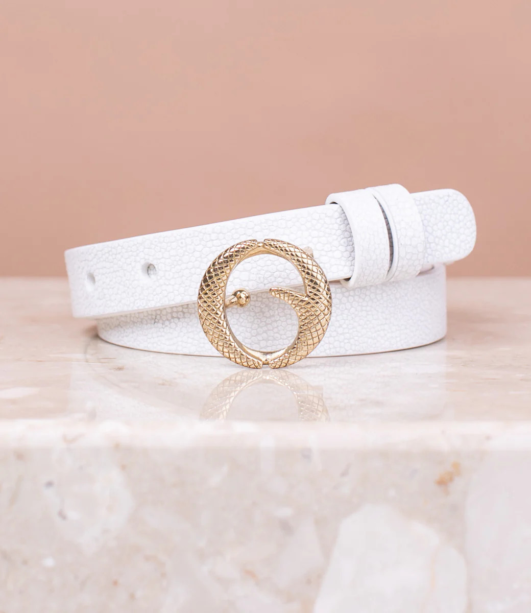 Mini Brass & White Stingray Belt II | Clinch Belts