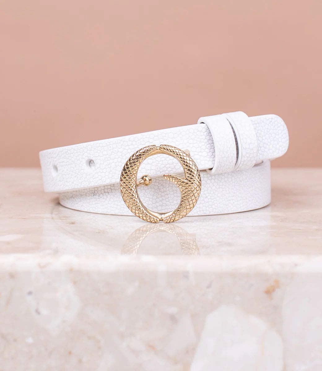 Mini Brass & White Stingray Belt II | Clinch Belts