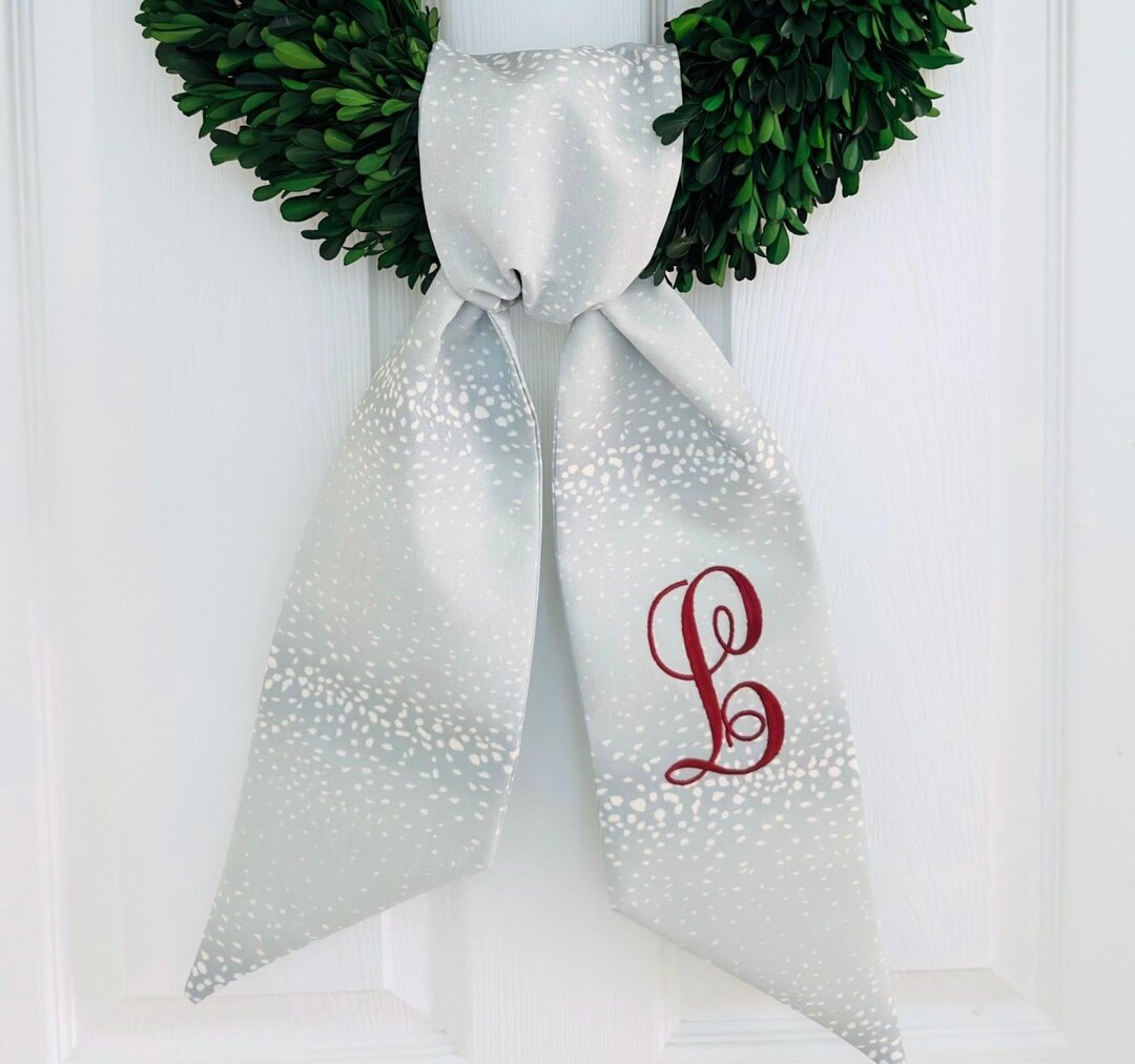 Fall Blue Monogrammed Antelope Wreath Sash for Front Door, Personalized Embroidered Autumn Wreath... | Etsy (US)
