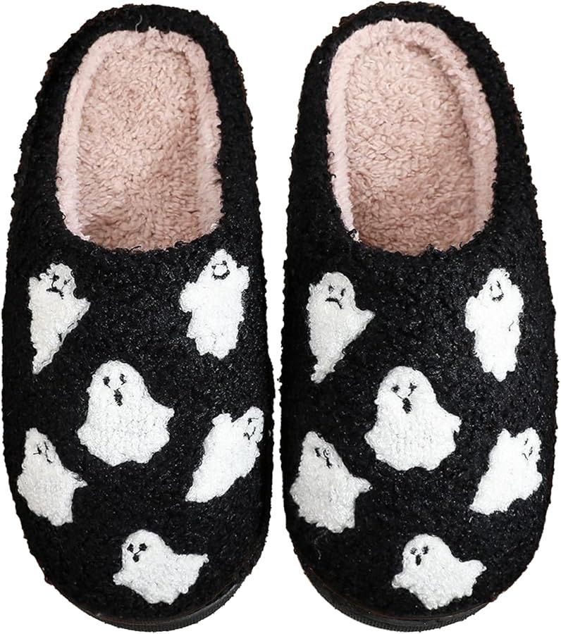 Amazon.com | Afellicy Halloween Holiday House Slippers Ghost Slippers for Women Halloween Slipper... | Amazon (US)