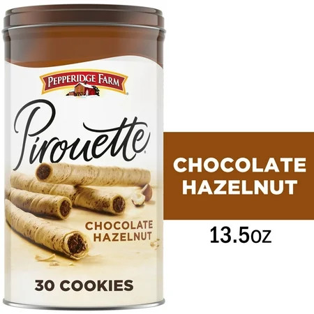 Pepperidge Farm Pirouette Cookies, Chocolate Hazelnut Créme Filled Wafers, 13.5 oz Tin | Walmart (US)