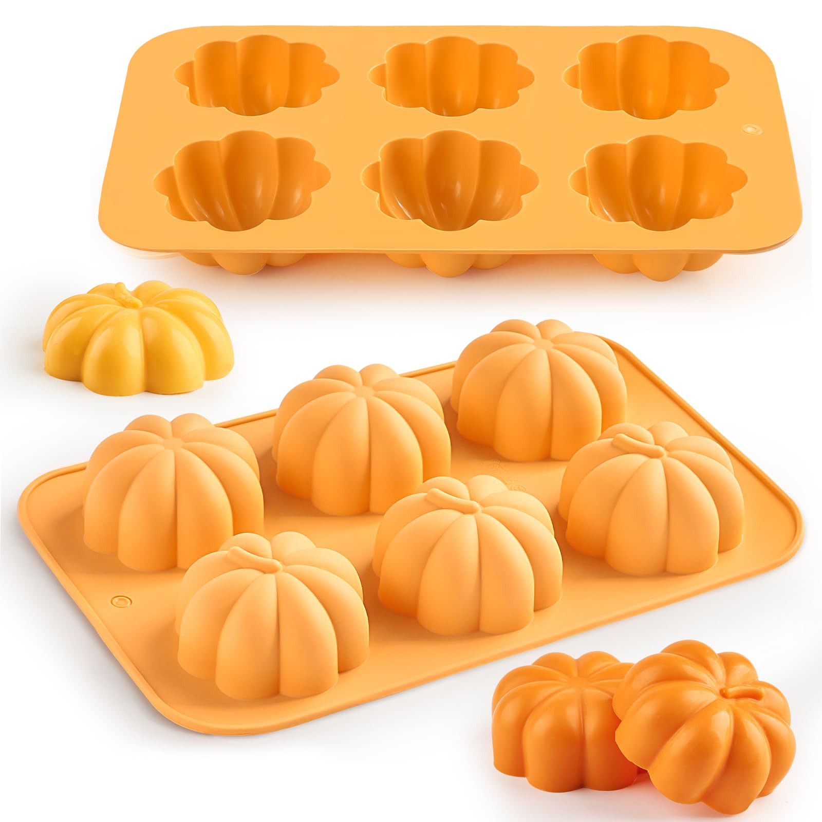 2 Pack Pumpkin Cake Molds, 3D Pumpkin Cupcake Pans Halloween Thanksgiving Fall Silicone Baking Mo... | Amazon (US)