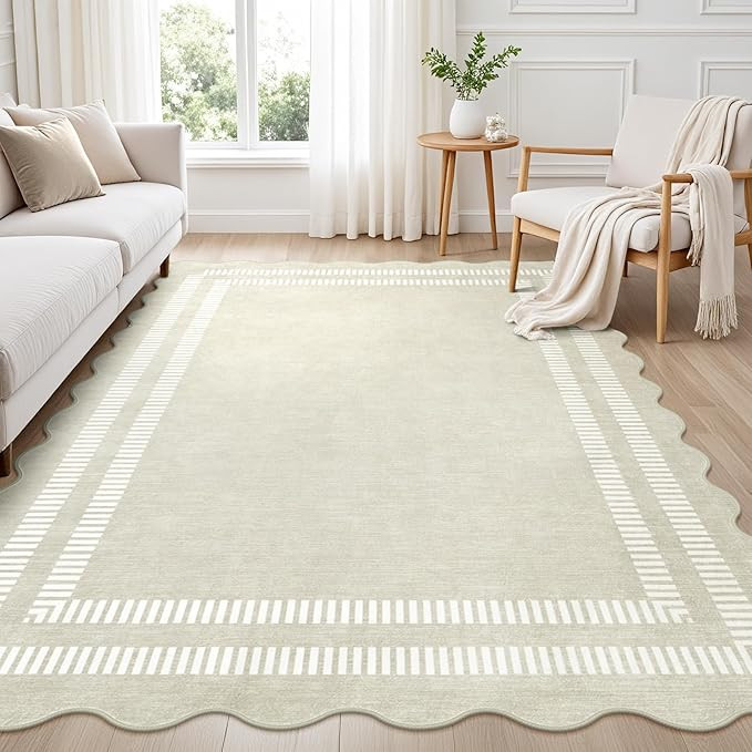 Area Rugs 5x7 Living Room Washable Modern Rug, Neutral Beige Soft Non Slip Rugs Ultra-Thin Indoor... | Amazon (US)
