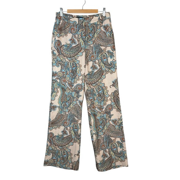 Express Paisley Wide Leg Trouser Pants XS Neutral Boho Career Business Casual | Poshmark