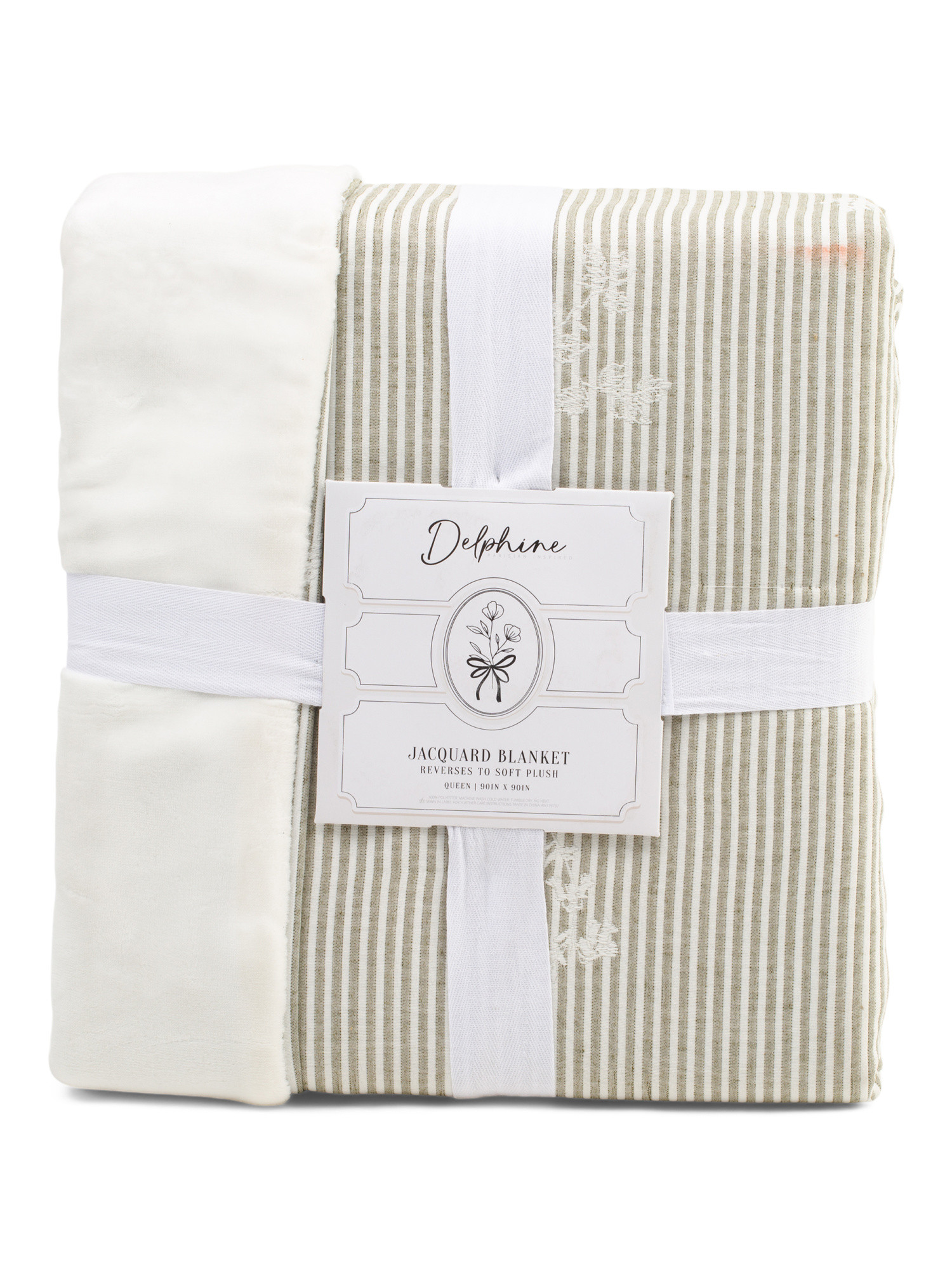 Striped Reversible Blanket With Floral Embroidery | Bed & Bath | Marshalls | Marshalls