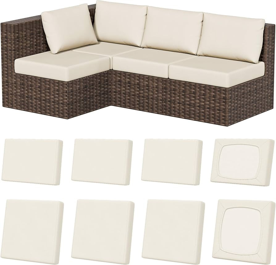 8Pcs Outdoor Cushion Covers, Stretch Patio Furniture Couch Chair Slipcovers | Amazon (US)