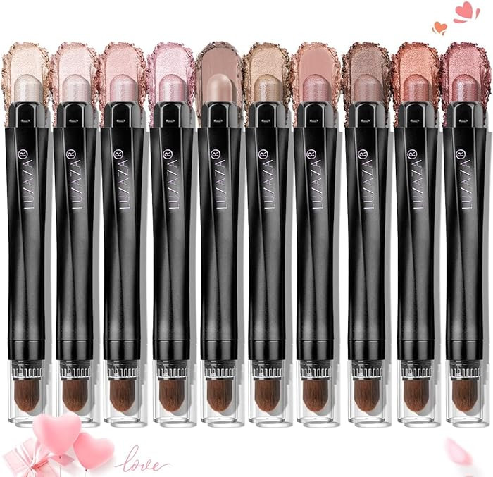 10PCS Eyeshadow Stick,Shimmer And Neutral Champagne Pink Metallic Eye Shadow sticks,Cream Eyeshad... | Amazon (US)