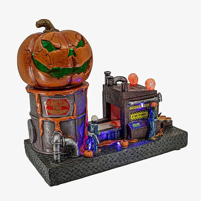 Pumpkin Pie Manufacturing Spooky Halloween Village Colorful LED Lights, Motion and Music 10.5" x ... | Amazon (US)