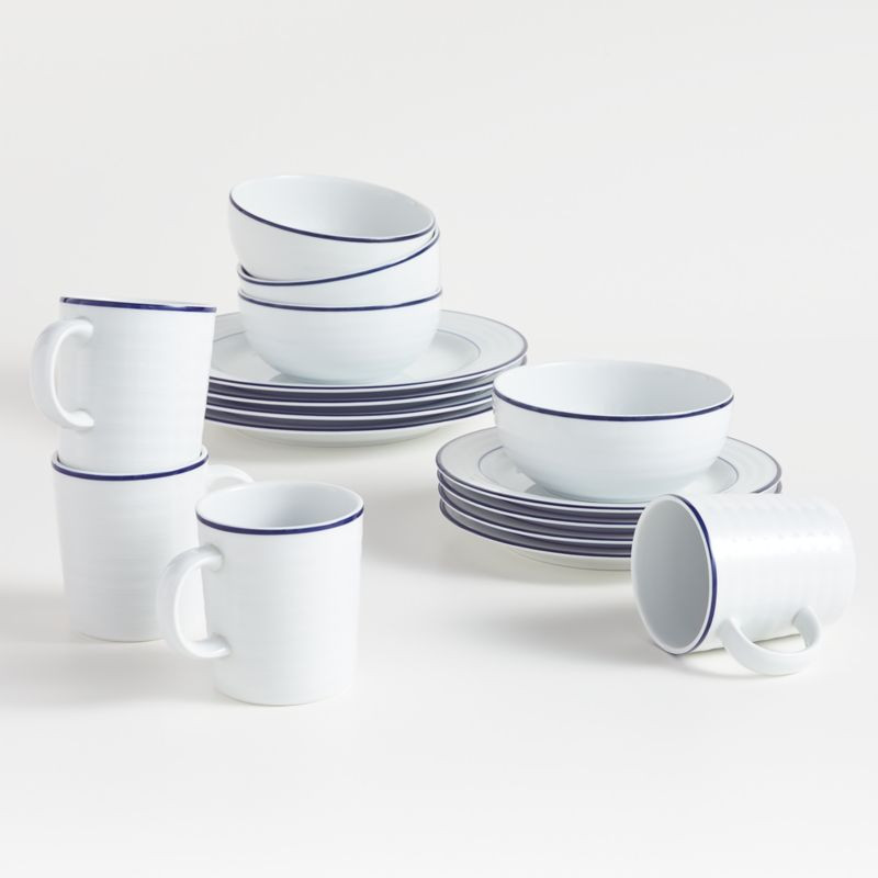 Roulette Hanukkah Blue Band 16-Piece Dinnerware Set + Reviews | Crate & Barrel | Crate & Barrel
