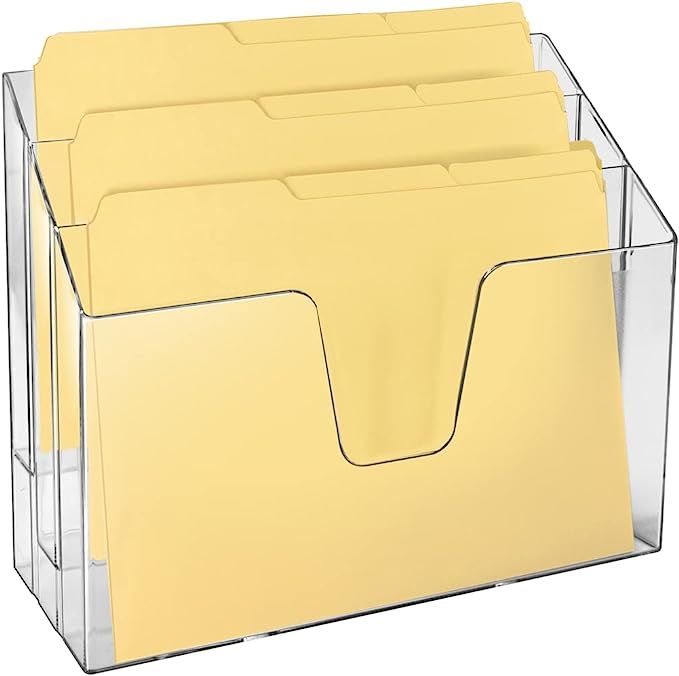 Acrimet Horizontal Triple File Folder Holder Organizer (Manila Folders Letter Size Included) (Cle... | Amazon (US)