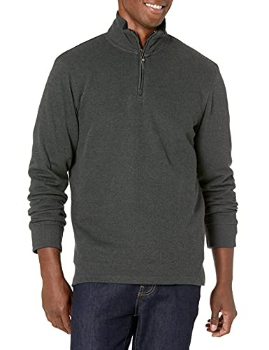 Amazon Essentials Men's Quarter-Zip French Rib Sweater, Casual Wear, Charcoal Heather, Small | Amazon (US)