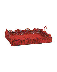 18.5in Large Rattan Scalloped Tray | TJ Maxx