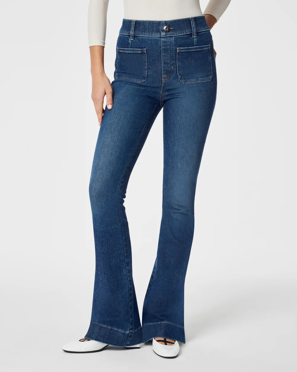 Patch Pocket Flare Jeans | Spanx