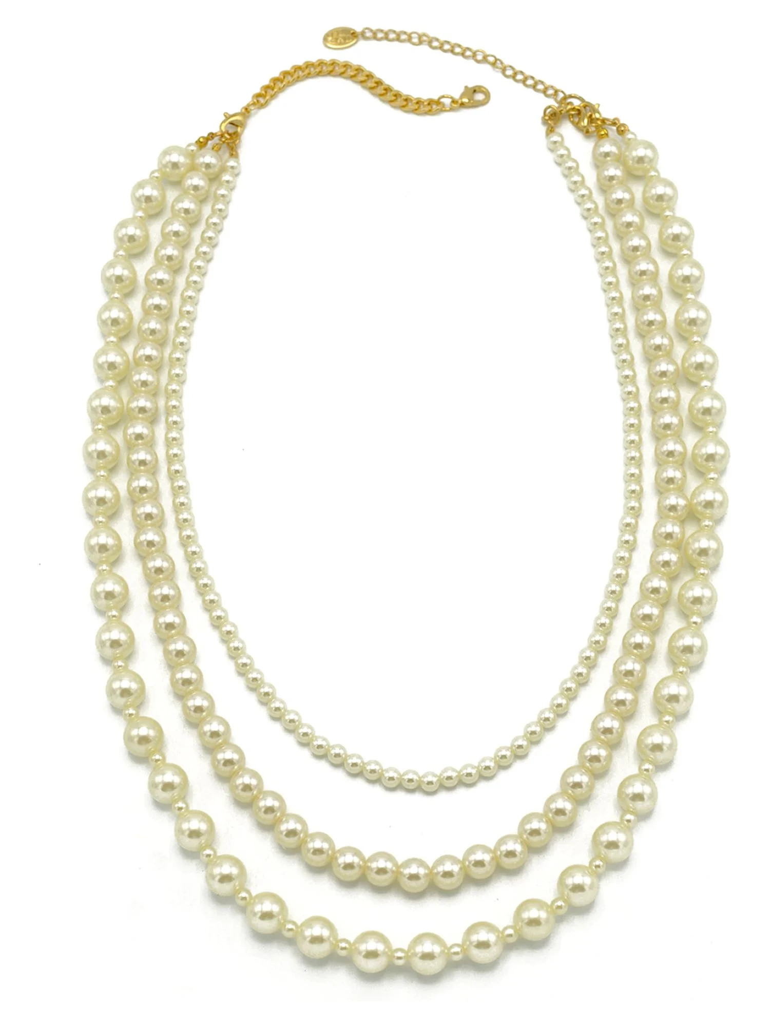 Time and Tru Women's Interchangeable Triple Faux Pearl Necklace 26" with Extender | Walmart (US)