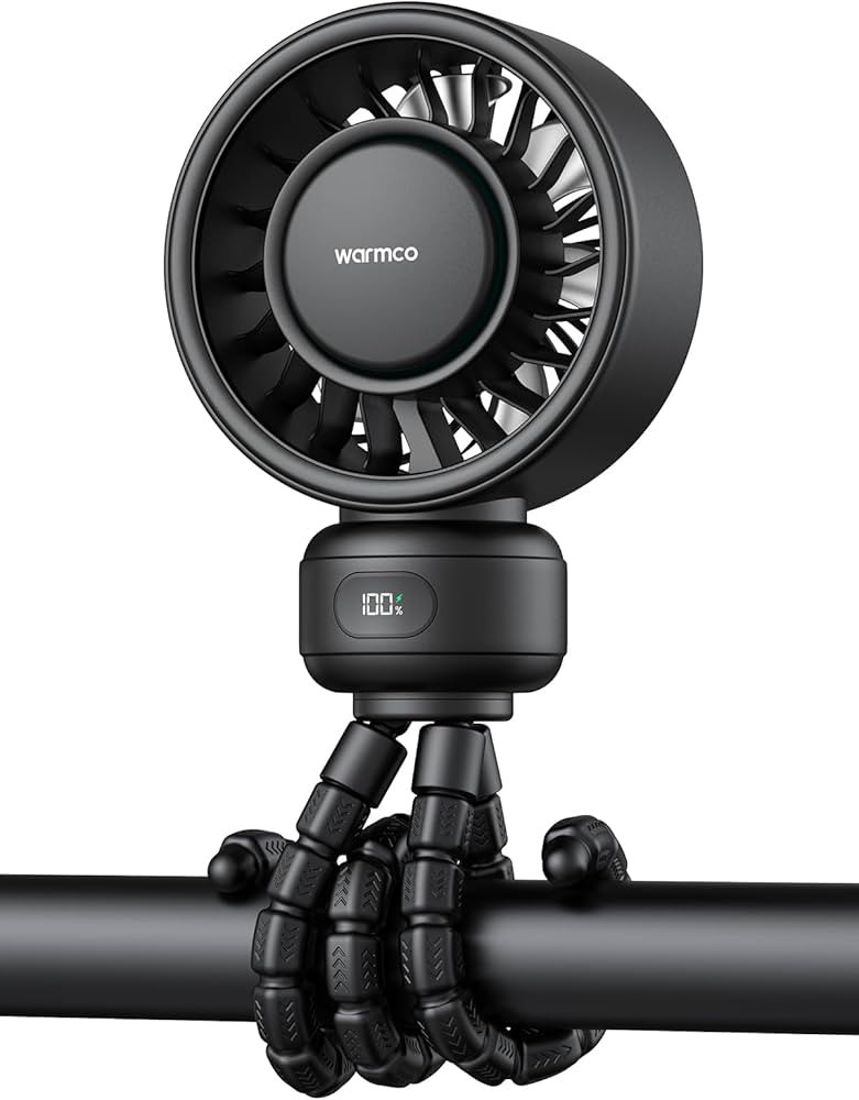 Warmco Portable Stroller Fan, 4000mAh Rechargeable Clip On Fan with Flexible Tripod (Up to 15H), ... | Amazon (US)