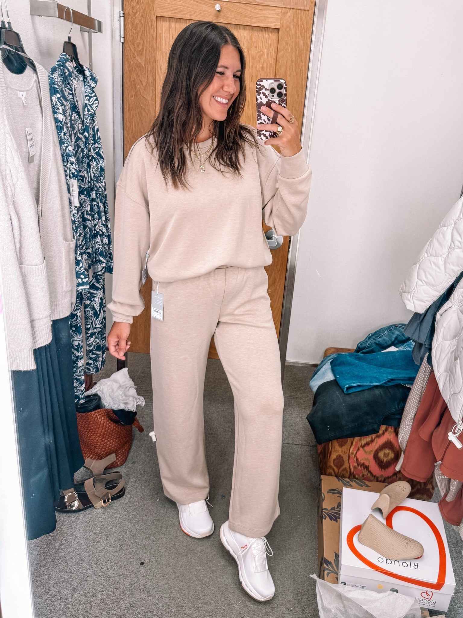 Nordstrom anniversary sale: matching set that is sooo soft. I couldn’t believe the material. Reminds me of designer!! 
Small top, wearing small bottom but would have gotten medium.

NSALE, Nordstrom sale, fall fashion, travel outfit 

#LTKTravel #LTKSaleAlert #LTKFindsUnder100