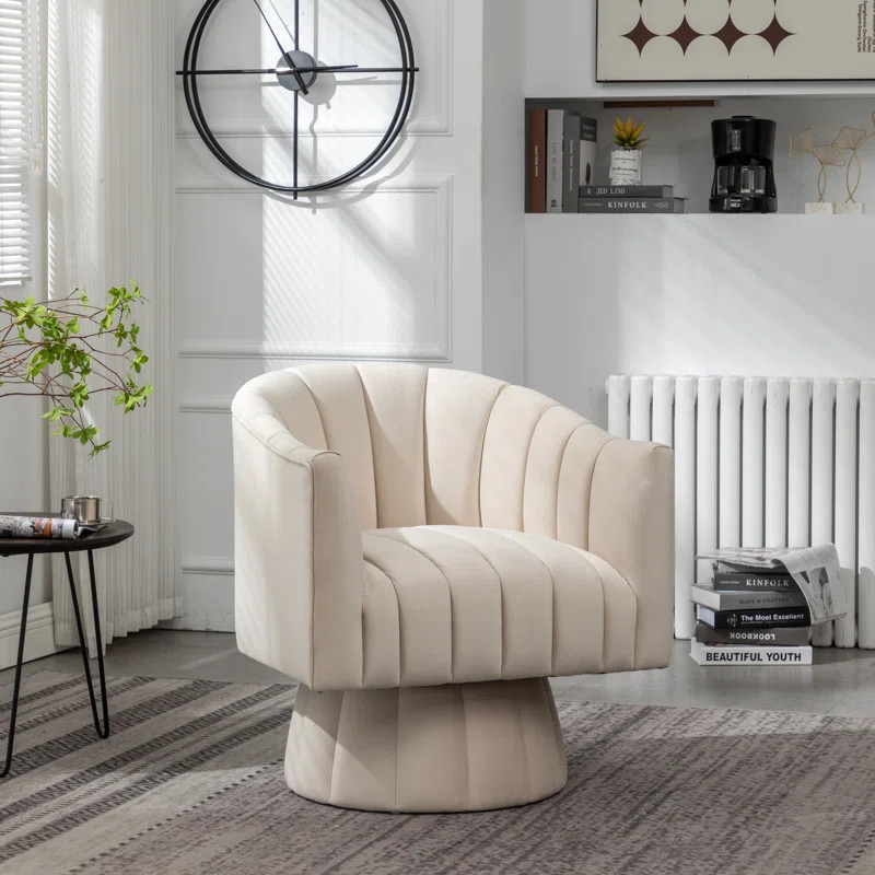 Murrow Velvet Swivel Barrel Chair | Wayfair North America
