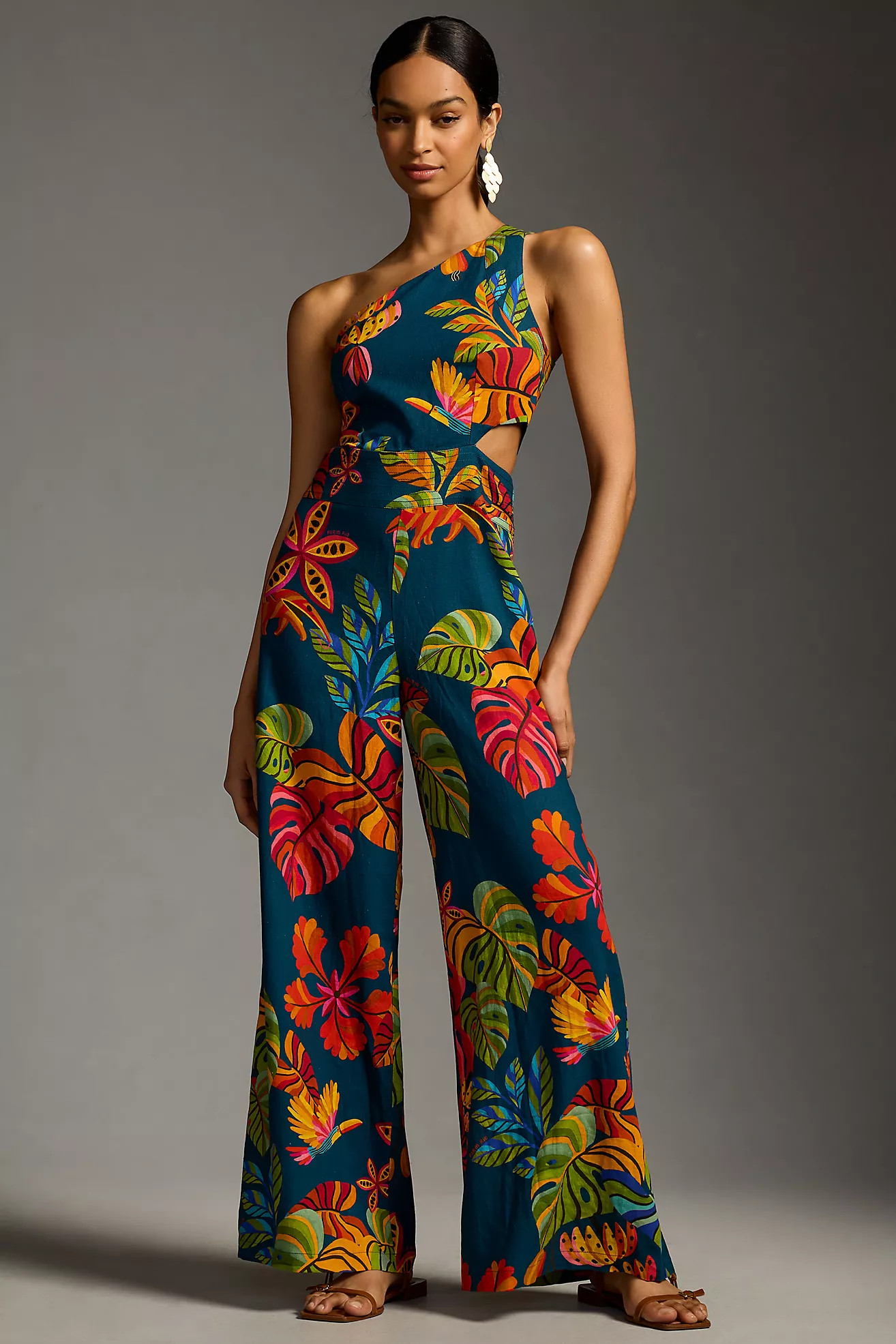 Farm Rio Printed One-Shoulder Jumpsuit | Anthropologie (US)