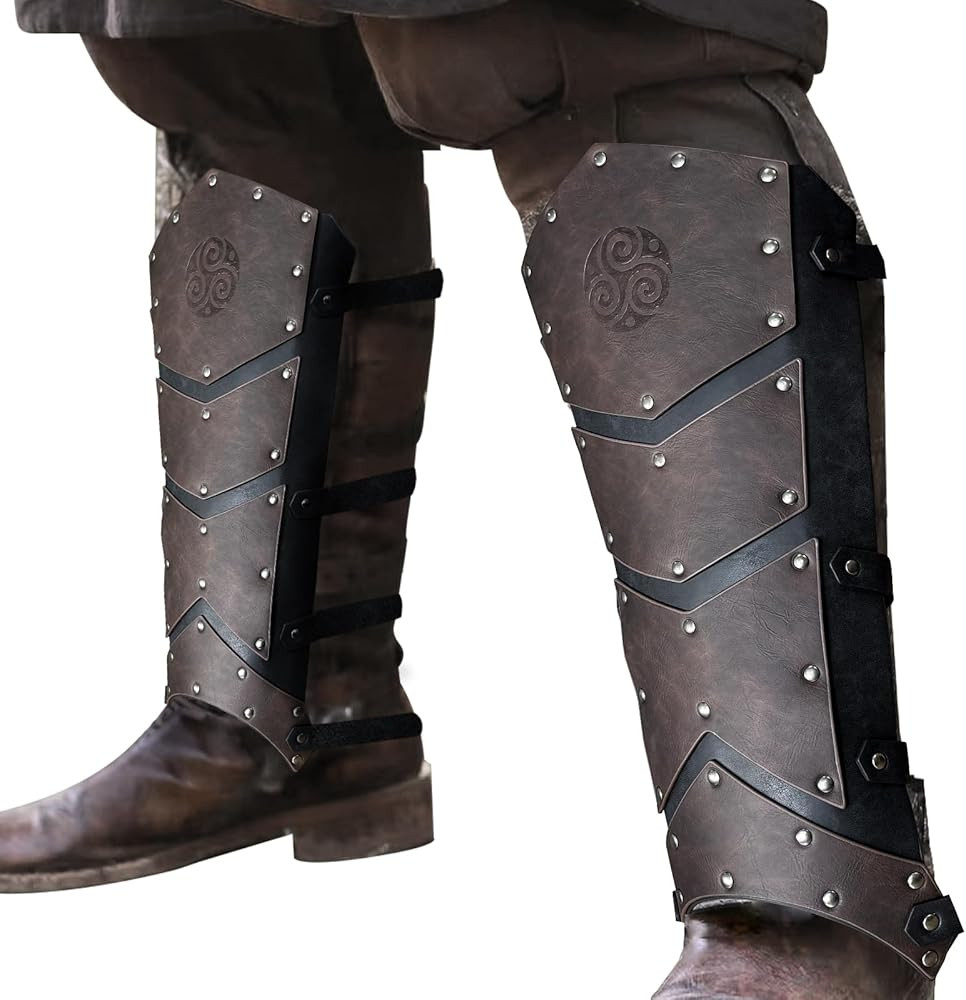 HiiFeuer Medieval Faux Leather Leg Gaiters, Vintage Middle Ages Knight Leg Armor, Mercenary Leg G... | Amazon (US)