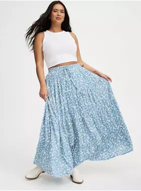 Shirred Tiered Maxi Skirt | Torrid (US & Canada)