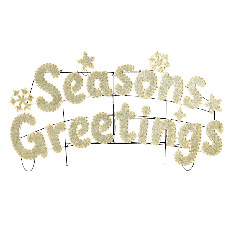 Metallic LED Twinkle Seasons Greetings Sign, 46.5" | At Home