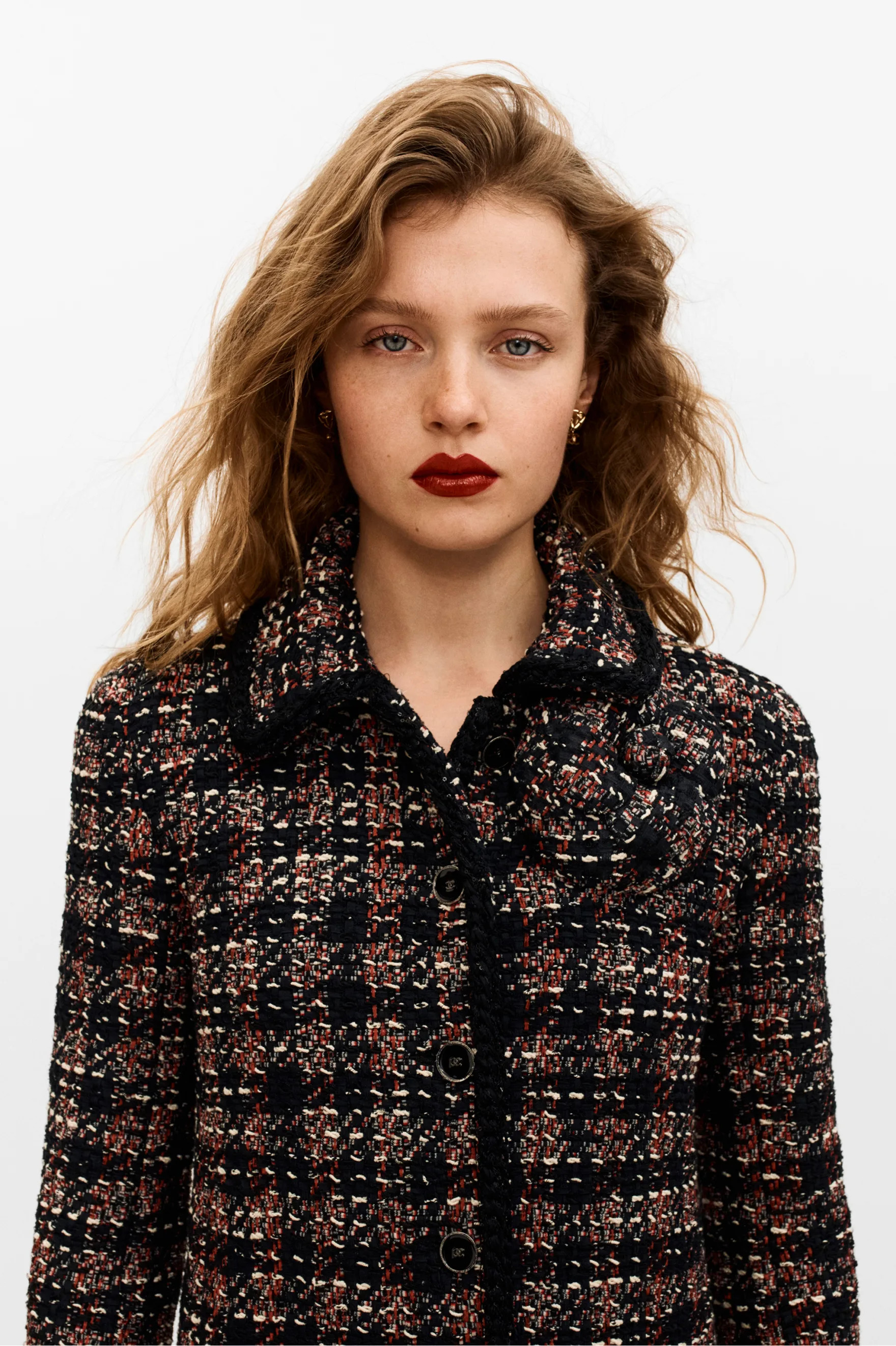 Coat - Cotton & wool tweed, black, red & ecru — Fashion | CHANEL | Chanel, Inc. (US)
