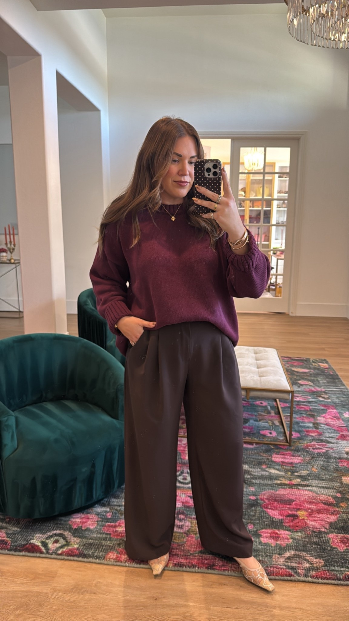 curvy midsize thanksgiving outfit! wearing size xl in sweater for an oversized look and size 12 in pants 

#LTKFindsUnder100 #LTKMidsize #LTKHoliday