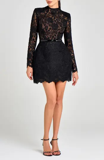 Addison Long Sleeve Lace Overlay Cocktail Minidress | Nordstrom