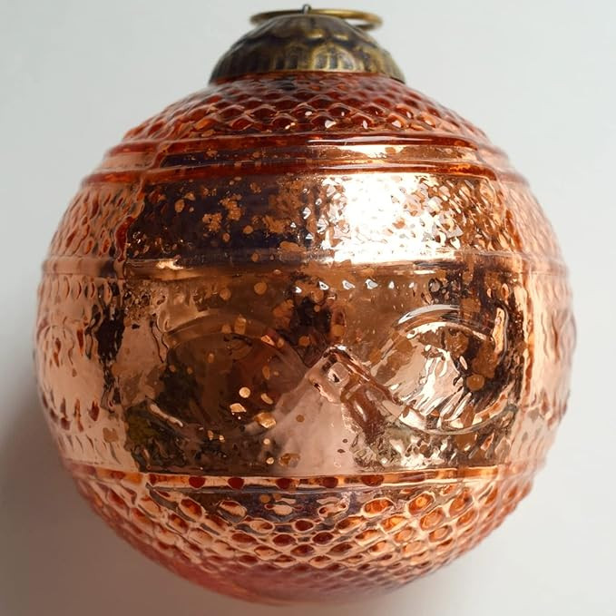 Set of 4 Rose Gold Copper Mercury Glass Ornaments (3.15" Elegant Etched Ball) - Perfect for Chris... | Amazon (US)