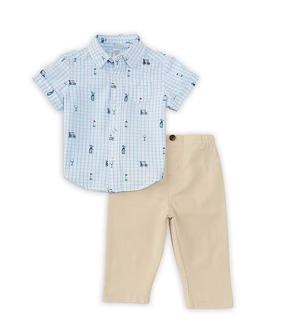 Little Me Baby Boys 3-12 Months Golf Short-Sleeve Woven Shirt & Solid Pant Set | Dillard's | Dillard's
