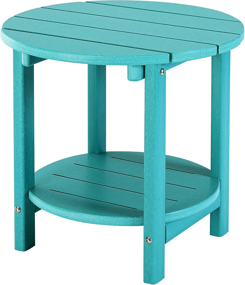 LZRS Round Adirondack Side Table Double End Table, Outdoor Side Tables for Patio, Backyard,Pool, ... | Amazon (US)