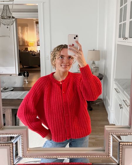 Love my Sezane sweaters more than anything! ♥️ this red cardigan is a great pop of color 

#LTKHoliday #LTKSeasonal #LTKworkwear