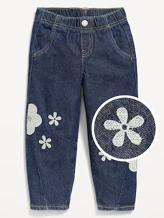 Pull-On Baggy Barrel-Leg Jeans for Toddler Girls | Old Navy (US)