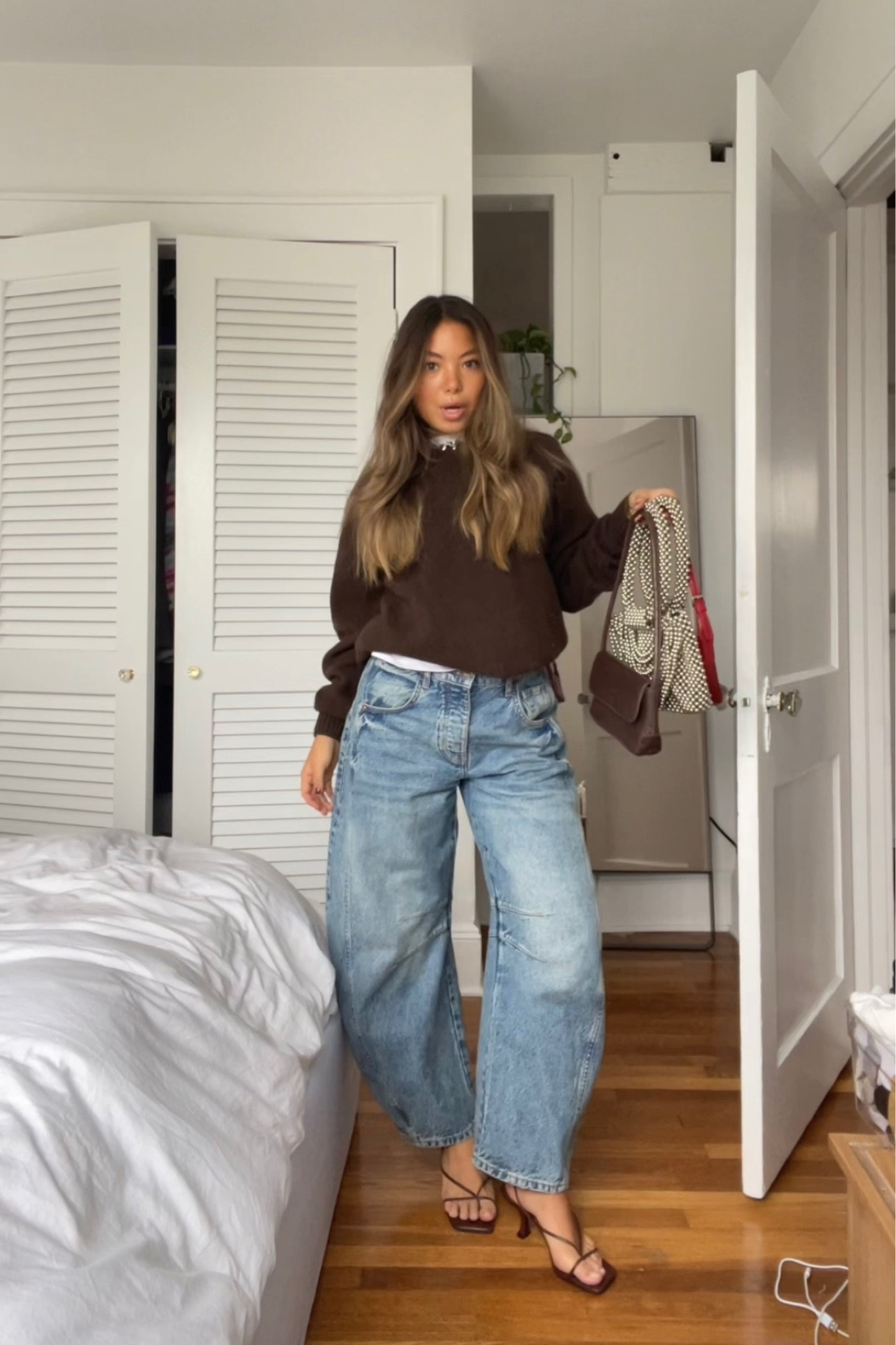 📍wearing to: holiday brand dinner in ny
💌 why: can’t go wrong with statement jeans, heels & chic sweater!!!! 
💭 extra: sweater is brandy melville but linked similar!

#LTKfindsunder100 #LTKHoliday #LTKSeasonal