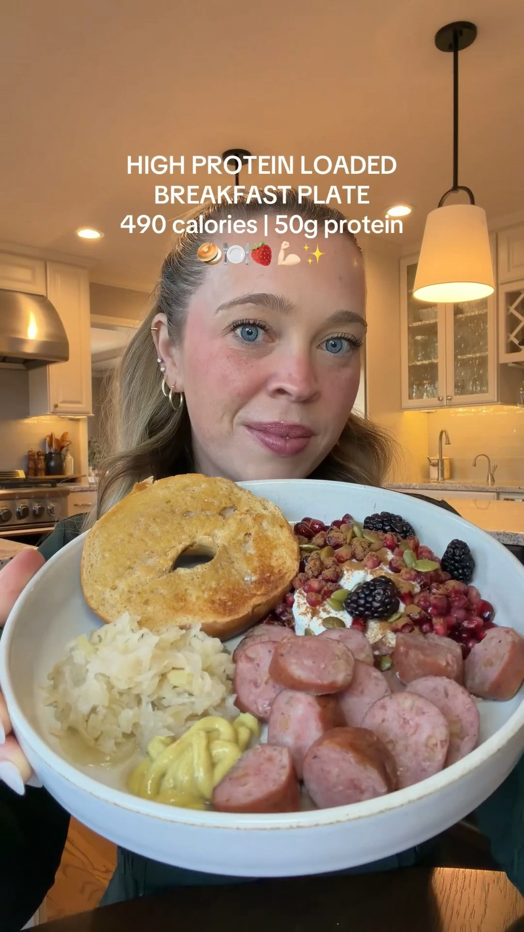 High Protein Loaded Breakfast Plate 🍽️🥯🥣🫐 Also linked my favorite low profile bowl/plates for you! 

- High Protein Bagel
- High Protein Yogurt with berries, pumpkin seeds, and cinnamon 
- Chicken Sausage
- Sauerkraut 


#LTKActive #LTKfoodie #LTKfitnessgoals
