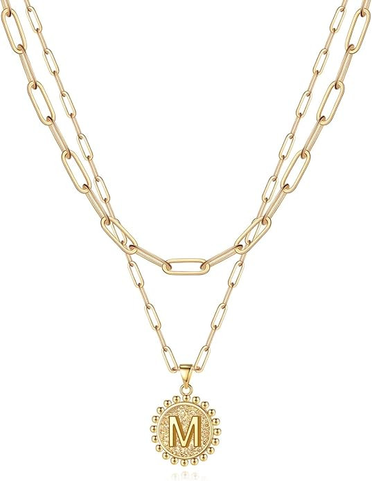 Yoosteel Christmas Gifts for Women, Gold Initial Necklaces for Women 14K Gold Plated Dainty Layer... | Amazon (US)