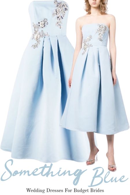 Beautiful white bridal gown alternative. Such a pretty blue! 

Wedding dress. Wedding gown. Something blue. Bridal dress. Bride dress. Bride gown. Blue tea length gown. 

#LTKstyletip #LTKSeasonal #LTKwedding