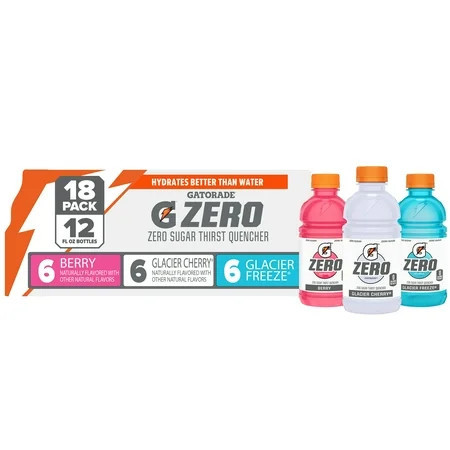 Gatorade Zero Sports Drinks, Berry/Glacier Cherry/Glacier Freeze Variety Pack, 12 fl oz, 18 Count | Walmart (US)