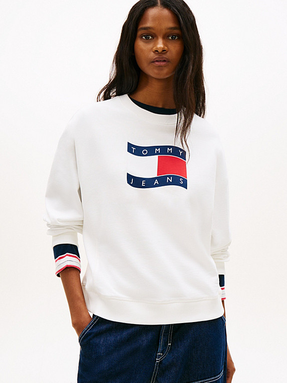 Wavy Flag Sueded Terry Boxy Sweatshirt | Tommy Hilfiger UK