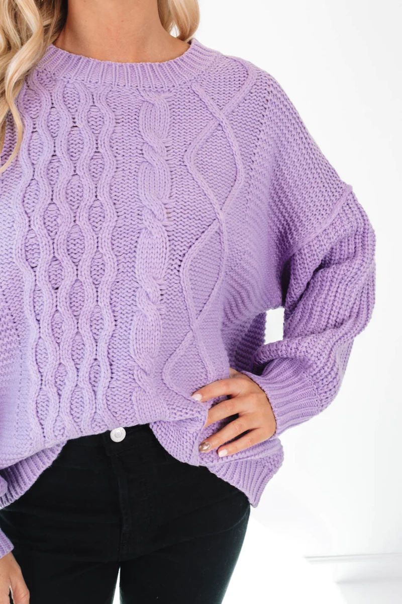 Cable Knit Cutie Sweater - Lavender | The Impeccable Pig