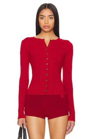 Frankies Bikinis Lenon Cloud Knit Sweater in Red Velvet from Revolve.com | Revolve Clothing (Global)