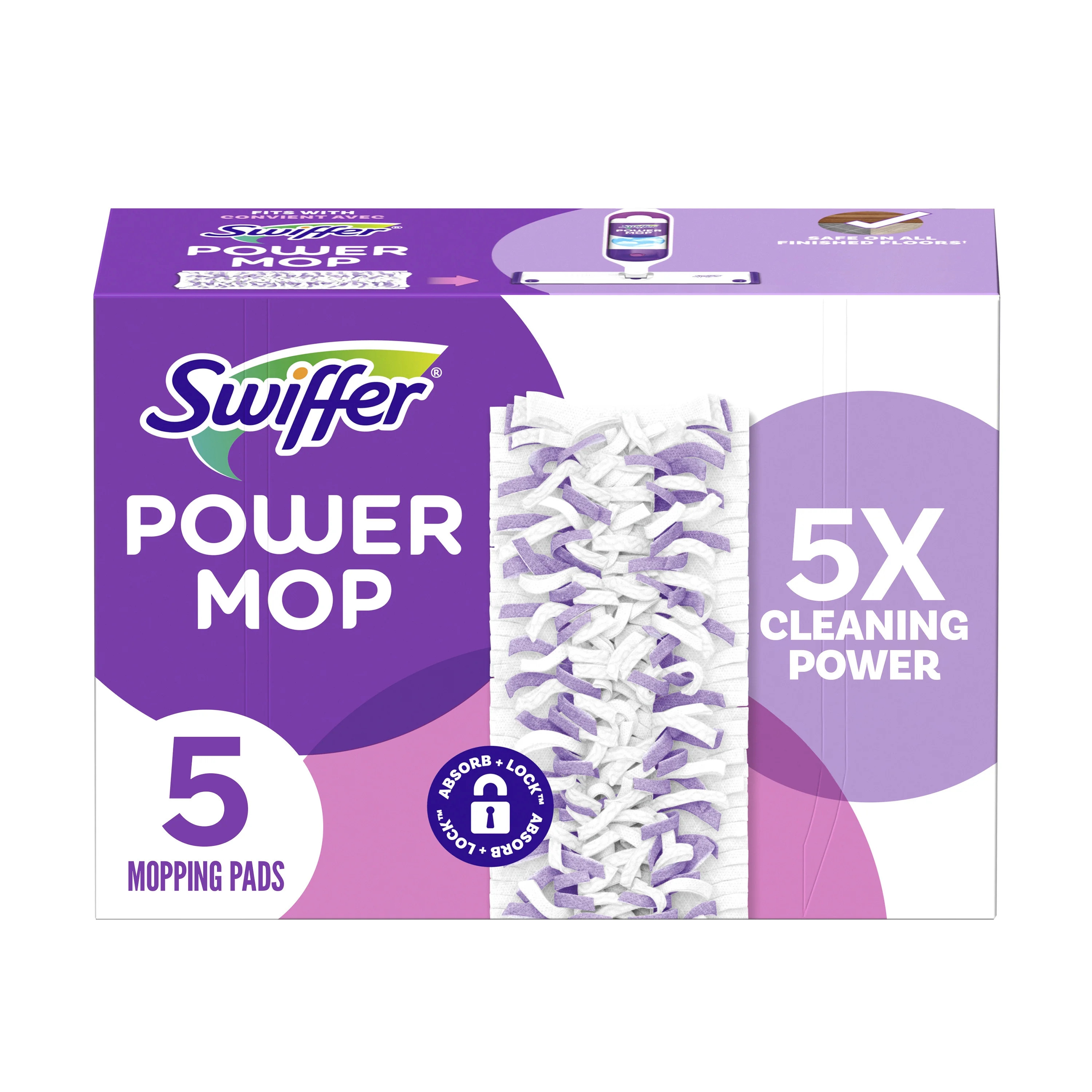 Swiffer PowerMop Multi-Surface Mopping Pad Refills, 5 Count Mop Heads | Walmart (US)