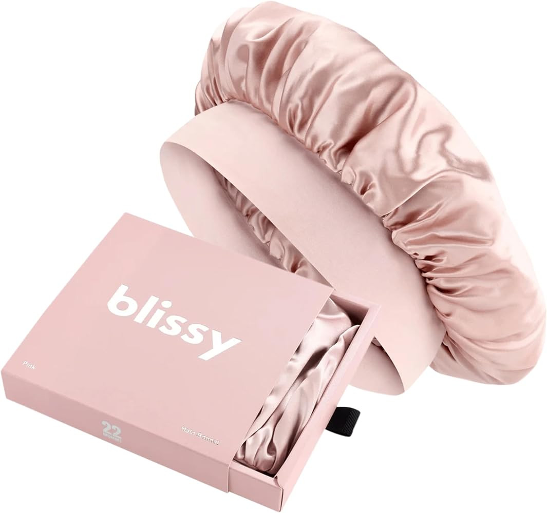 BLISSY 100% Mulberry Silk Bonnet for Sleeping Women, 22 Momme Double-Layer Halo Hair Bonnet for C... | Amazon (US)